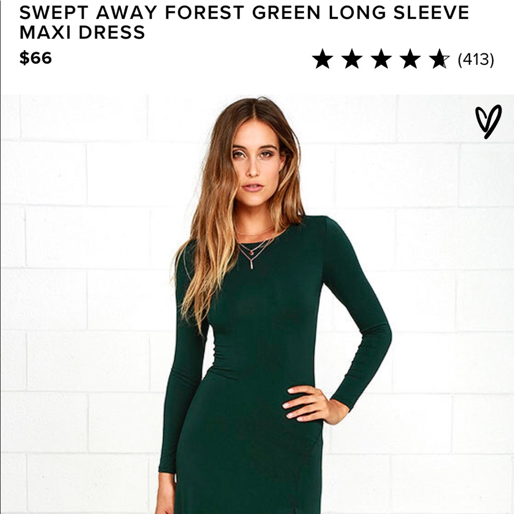 Lulu’s (M) Long-Sleeve Maxi Dress in Forest Green